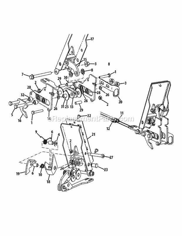 Brake Pedal Assembly Diagram and Parts List for S6031-KW 53DI8DU6050 Cub Cadet Sprayer